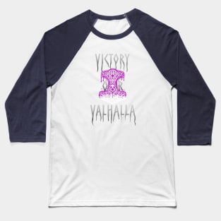 Victory or Valhalla Mjolnir Viking Norse Hammer of Thor Purple Baseball T-Shirt